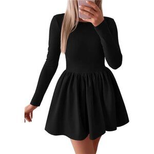 Women's Long Sleeve Mini Dresses Black